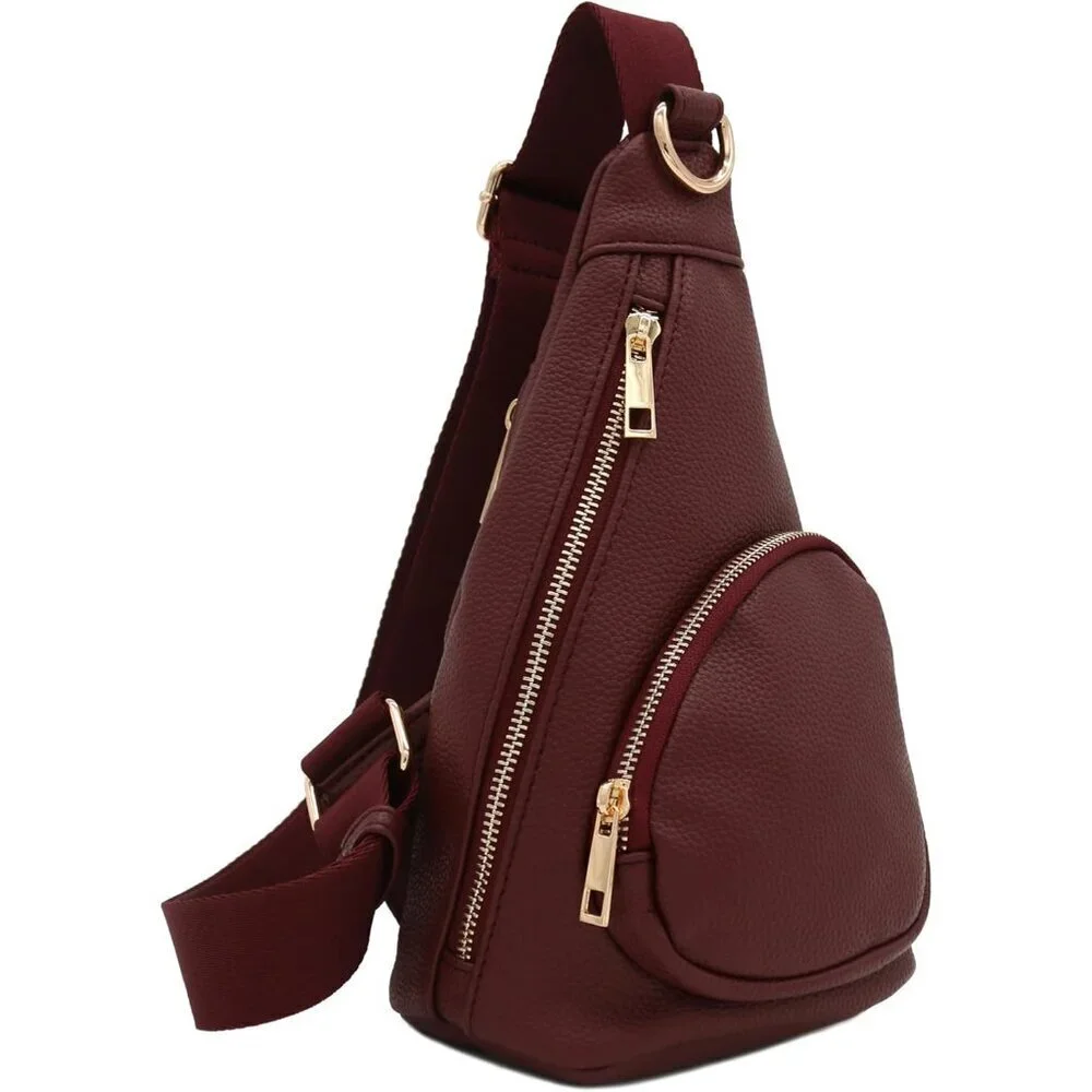 Women’s PU Leather Triangle Sling Bag Compact Crossbody with Credit Card Slots